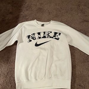 small white nike cow print crewneck